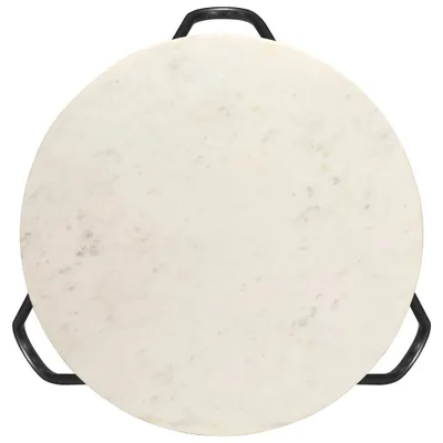 Image de vidaXL Table basse blanche 65x65x42 cm Pierre véritable imitation marbre