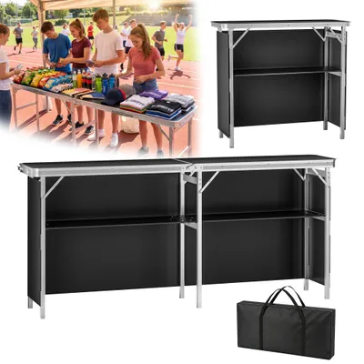 Produktbild von NAIZY Schnellaufbau mobile Theke faltbar L 196×38×85cm, Langformatiger Messetresen mit Tragetasche, belastbarer Präsentationstisch für Märkte und Events