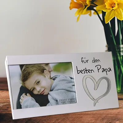 Produktbild von Bilderrahmen "Für den besten Papa" Fotorahmen Spiegel-Herz Rahmen für Bild 15 x 10 cm
