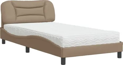 Produktbild von vidaXL Bett mit Matratze "Hvar" Cappuccino-Braun 100x200 cm Kunstleder