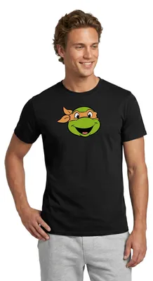 Produktbild von Spreadshirt Teenage Mutant Ninja Turtles Michelangelo Kostüm Karneval Männer T-Shirt, S, Schwarz