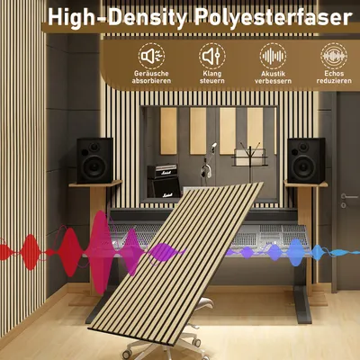 Produktbild von TolleTour Akustikpaneel Wandverkleidung 120x60x2.1cm MDF Akustikpaneele Wandpaneele 2x Hölzern
