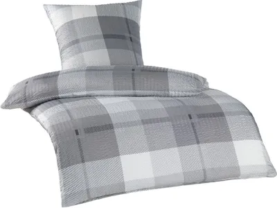Produktbild von Optidream Mikrofaser Seersucker Bettwäsche 135 x 200 cm Bettbezug Kopfkissenbezug 80 x 80 cm Kaspar grau