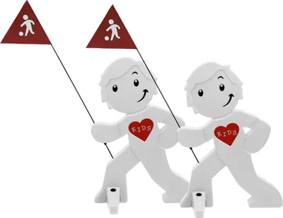 Produktbild von StreetBuddy - Warnfigur, Warnaufsteller, Warnschild für Kindersicherheit 2er Set (Weiß)