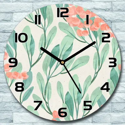 Produktbild von Wanduhr aus Glas Rund fi 30 Blumen Natur Kunst Quarz Deko Schlafzimmer Büro