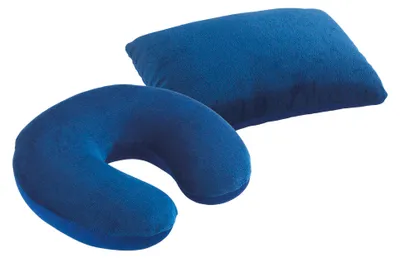 Produktbild von Maximex Reisekissen mit Nackenstütze, komfortables 2-in-1 Reise-Kopfkissen mit stützendem Nackenhörnchen
