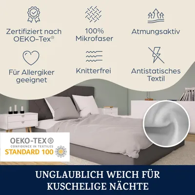 Zdjęcie produktu dla Pościel Sleepwise 135x200 cm, Pościel z mikrofibry z atestem OEKO-TEX, Miękka poszwa na kołdrę na zimę i lato, Antystatyczna i oddychająca, Poszwa na kołdrę dla alergików, Nie wymaga prasowania, 1 poszwa na kołdrę i 1 poszewka na poduszkę