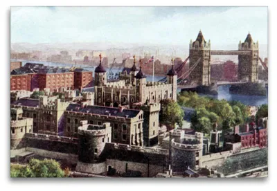 Produktbild von Premium Textil-Leinwand 120x80cm quer Premium Textil-Leinwand 120 cm x 80 cm quer Tower Bridge and Tower of London / on the left: "A Warder" | Wandbild, HD-Bild auf Keilrahmen, Fertigbild auf hochwertigem Vlies, Leinwanddruck von Jens Siebert