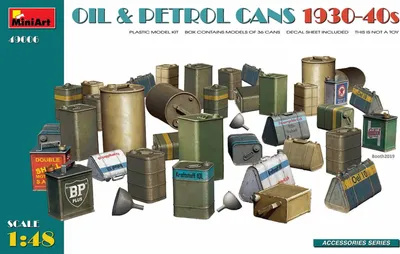Imagen del producto de Kit de modelismo a escala 1:48, bidones de aceite/combustible, años 1930-40, 36 piezas