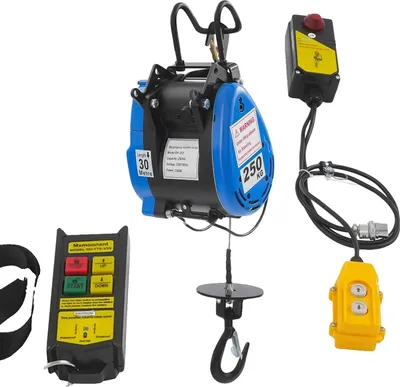 Obrázek produktu pro Elektrický naviják, 230 V, výkon 1500 W, délka kabelu 30 m, nosnost 250 kg, bezdrátové dálkové ovládání