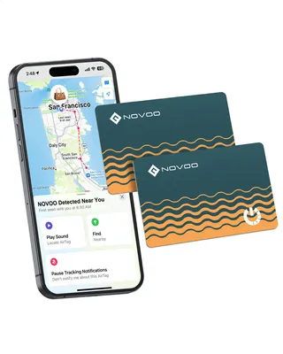 Immagine prodotto di NOVOO, confezione da 2, localizzatori Bluetooth per Apple "Find My" – design ultra sottile da 1,6 mm, compatibili con AirTag, serie J