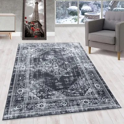 Image de Homebyhome Tapis Lavable à Poils Courts pour Salon Style Moderne Antidérapant Entretien Facile Chambre à Coucher, Taille: 80x250 cm
