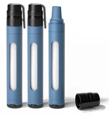 Produktbild von Wasserfilter Outdoor Survival mit Sichtfenster, 0,01 µm Ultrafiltration, Aktivkohle, 3000 L Kapazität, Blau, 3 Stück