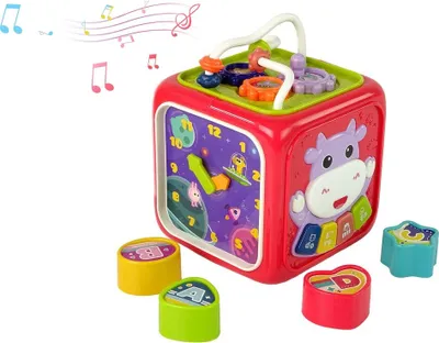 Image de COIL Cube de motricité Cube d'activité 6in1 Jouet éducatif Trieur de formes Cube sensoriel, rouge
