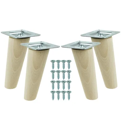 Produktbild von Möbelfüße 10 cm Höhe Holzfüße schräg aus Buche Holzmöbelfüße Tischbeine Möbelbeine Holz Schrank Beine Kegel 4 Stück