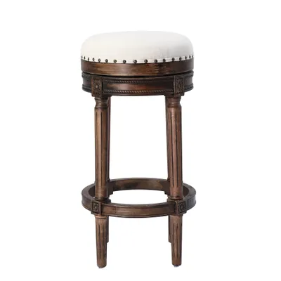 Image de Tabouret de bar HomeMiYN sans dossier, tabouret de comptoir rembourré en tissu, tabouret de cuisine moderne pour la cuisine, la salle à manger et le bar