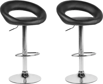 Produktbild von BELIANI Trendy Barhocker Schwarz Kunstleder Höhenverstellbar Drehbar Modern
