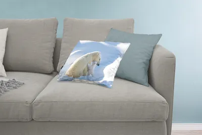 Produktbild von MuchoWow® Zierkissen Sofakissen Wohnzimmer Dekokissen 60x40 cm Eisbär - Tiere - Schnee - Kopfkissen - Polster mit Foto