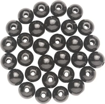 Obrázok produktu pre Glorex drevená guľôčka, čierna, 12 mm – 28 ks