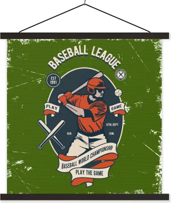 Produktbild von MuchoWow® Textilposter Mancave - Baseball - Sport - Altmodisch 90x90 cm mit schwarzem Rahmen - Magnetisches