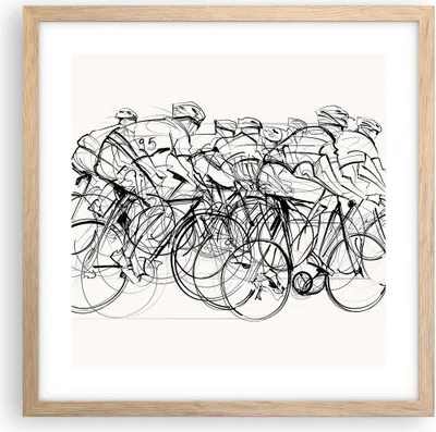 Produktbild von Gerahmtes Poster - Rahmen in heller Eiche - Fahrrad Rennen Rad - 40x40 cm - Wand Bild - Wanddeko - Wandbilder - Wandposter - Bilderrahmen - Bilder - Kunstdruck - Wandbild - P2NAC40x40-4122