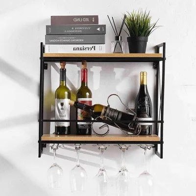 Produktbild von Famanu Wandregal Wein 548 cm - nachhaltig und praktisch - solide Konstruktion - einfache Montage - elegante Aufbewahrung - Glashalter für Küche und