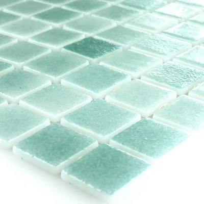 Produktbild von Glas Schwimmbad Pool Mosaik 25x25x4mm Türkis Mix