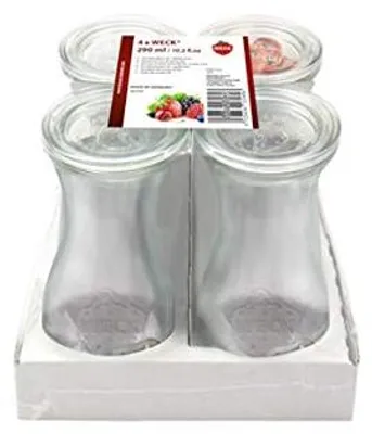 4er-Set Glasflaschen mit Deckel, 250 ml, transparent