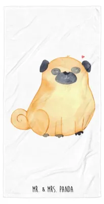 Produktbild von Mr. & Mrs. Panda Handtuch Mops - Weiß - Geschenk, Badehandtuch, Knuffig, Hundeliebe, Strandtuch, Liebe, Duschtuch, Reisehandtuch, Großes, Sprüche, Hund