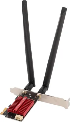 Obrázek produktu pro 5400Mbps PCIE 8DB Bezdrátová síťová karta s dvěma anténami Třípásmový 6Ghz 5GHz 2,4GHz Bluetooth 5.3 Podpora pro Win10 pro Win11 pro Openwrt