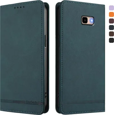 Image de Etui pour Samsung Galaxy J4 Plus, étui rétro en cuirPolyuréthaneavec support et fentes pour cartes de crédit Vert