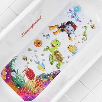 Produktbild von Original Antirutschmatte Badewanne Baby, 100x40 cm Badewannenmatte rutschfest Kinder, Badematte Kinder Badewanne oder Dusche, 100% BPA frei & Maschinenwaschbar