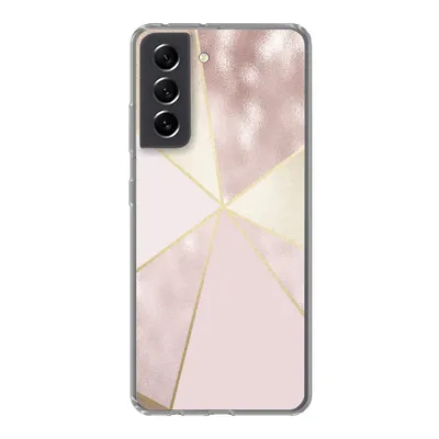 Produktbild von MuchoWow® Handyhülle Schutzhülle Hülle für Samsung Galaxy S21 FE Marmor - Rosa - Gold - Schick Silikon Softcase Handy Hülle - Mobiltelefonhülle