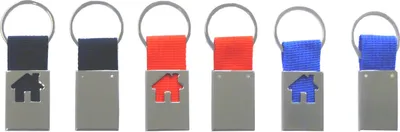 Produktbild von 3x Metall-Schlüsselanhänger "Haus" / 3 Farben