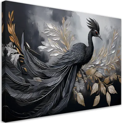 Produktbild von Leinwandbild Gehweg Vögel Tiere Glamour 90x60 Feeby Schwarz bild für die wand bereit zum aufhängen