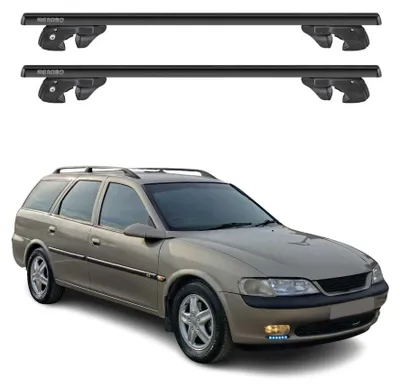 Produktbild von Dachträger Grundtäger für Opel Vectra B Kombi 1995-2002 Alu 90kg Schwarz 2x, KI-generiertes Bild