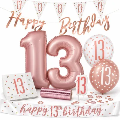 Produktbild von 13. Geburtstag Deko roségold Party Dekoration Set Mädchen Geburtstagsdeko