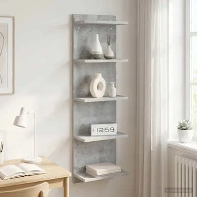Zdjęcie produktu dla Maison Exclusive - Półka ścienna, kolor betonowy, 30 x 15 x 100 cm, płyta wiórowa