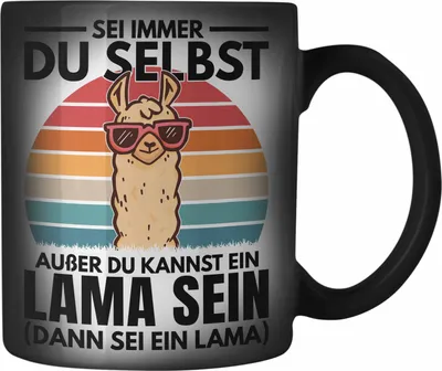 Produktbild von Trendation - Llama Farbwechsel Zauber-Tasse Alpaka Geschenk Lama-Liebhaber Geschenkidee Frauen Sei Immer Du Selbst (Schwarz)