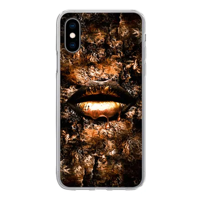 Produktbild von MuchoWow® Handyhülle Schutzhülle Hülle für iPhone X Frau - Lippen - Kupfer Silikon Softcase Handy Hülle - Handyhülle