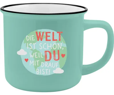 XL-Porzellanbecher 55 cl mit Spruch „Welt“