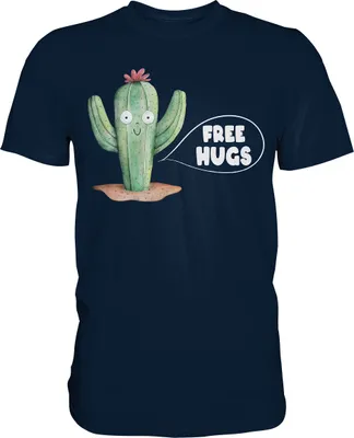 Produktbild von Kaktus Umarmung Lustiges Pflanzen T-Shirt – Navy / XXL