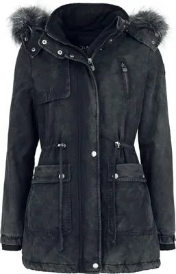 Produktbild von Black Premium by EMP Damen dunkelgraue Winterjacke mit kuschelig warmen Teddyfell L