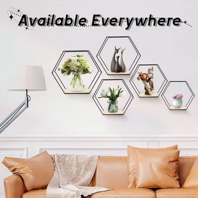 Produktbild von Famanu Wandregal Stabiles Design für Wohnzimmer, Badezimmer, Küche - Vintage