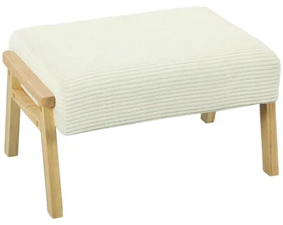 Image de HOMCOM Pouf avec coussin d'assise moelleux, pieds en bois, aspect velours côtelé