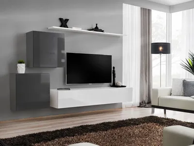 Produktbild von RIONATA 5 Wohnzimmerwand – Graphit / weiß
