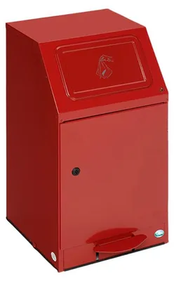 Produktbild von Selbstlöschender Putzwollkasten mit Pedal | HxBxT 76x40,5x47,5cm | Stahl | Rot