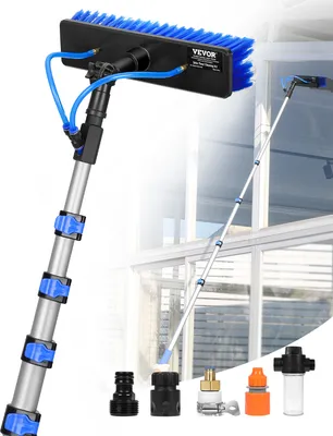 Image de Brosse télescopique pour lavage de voiture VEVOR avec poignée télescopique, manche télescopique de 7,3 m, pour la maison et l'extérieur, pont pour panneau solaire de caravane