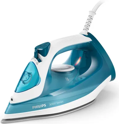 Produktbild von Philips Bügeleisen 3000 Series mit Keramikbügelsohle, 30 g/min kostante Dampfleistung, 2100 W, Blau (DST3011/20)