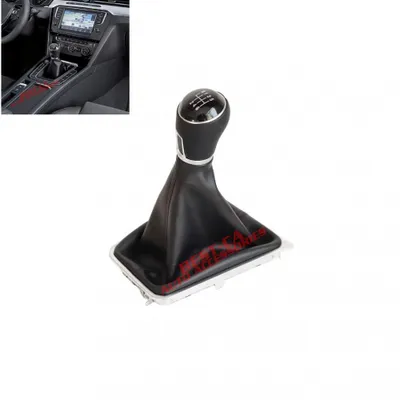 Produktbild von Schaltknauf Leder mit Schaltsack & Chromrahmen für VW Volkswagen Passat B8 (3G) 2014–2022 | 6-Gang Schaltgetriebe | Plug & Play